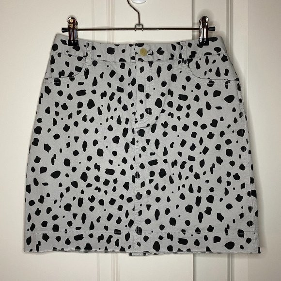 ATM Anthony Thomas Melillo Dresses & Skirts - NWT ATM Animal Print Spotted Mini Carpenter Skirt Cotton Grey Black Spots 0